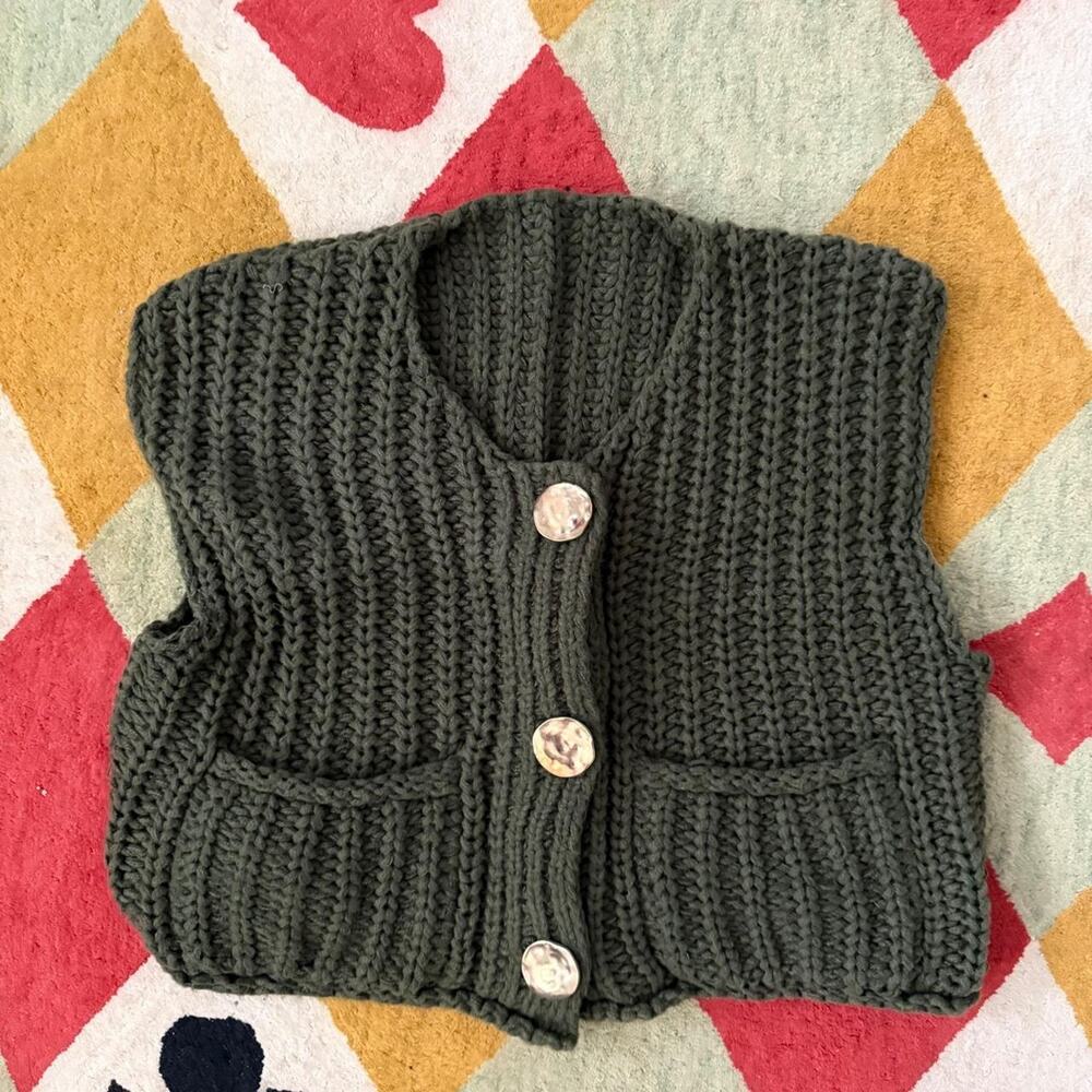 Green crochet vest